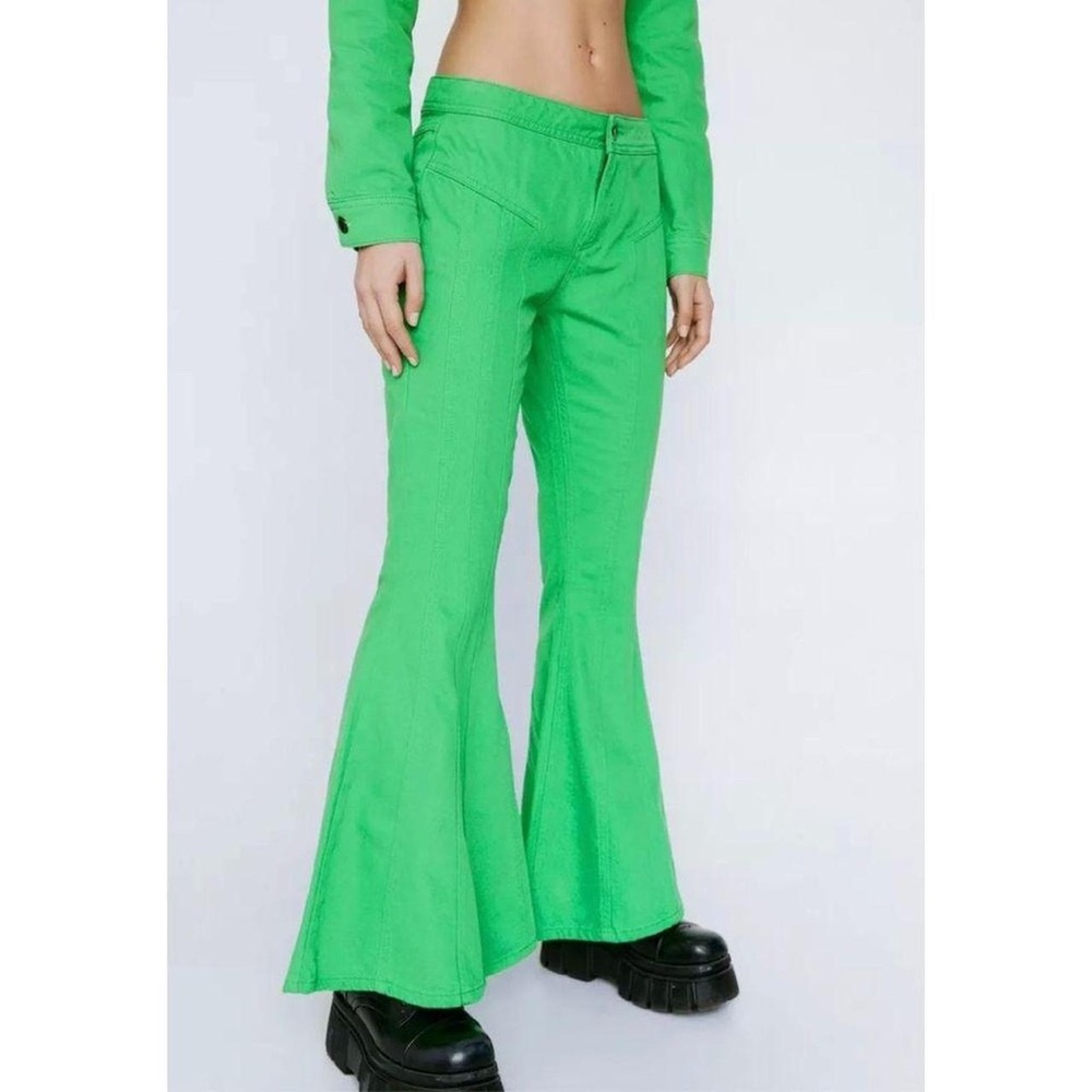Nasty Gal Green Flared jeans